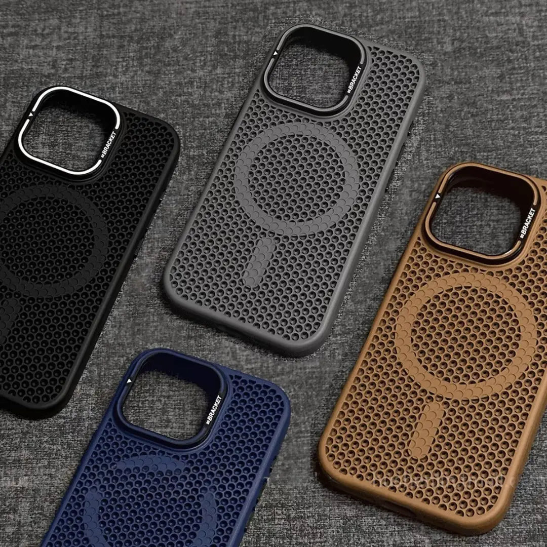 جراب هاتف فليكس ماج سيف بتصميم خلية النحل لتبديد الحرارة مع حامل