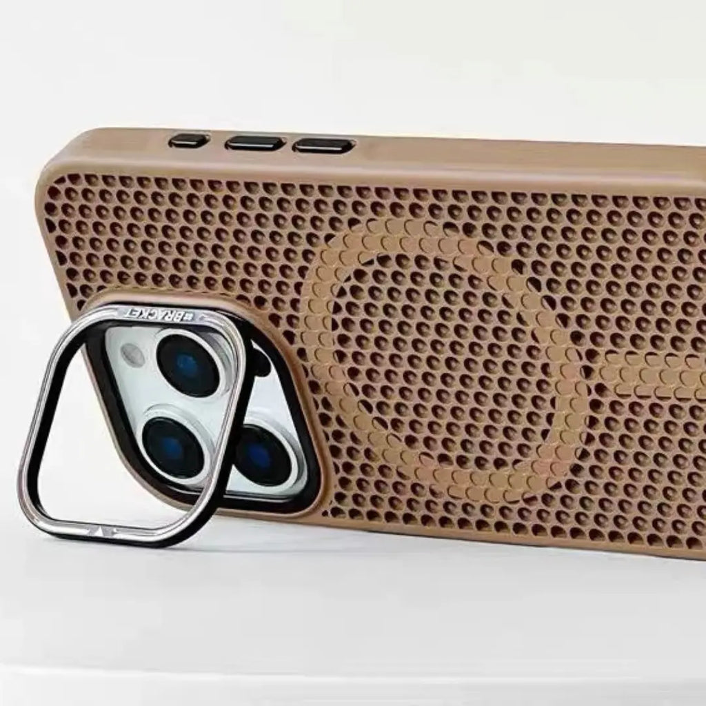 جراب هاتف فليكس ماج سيف بتصميم خلية النحل لتبديد الحرارة مع حامل