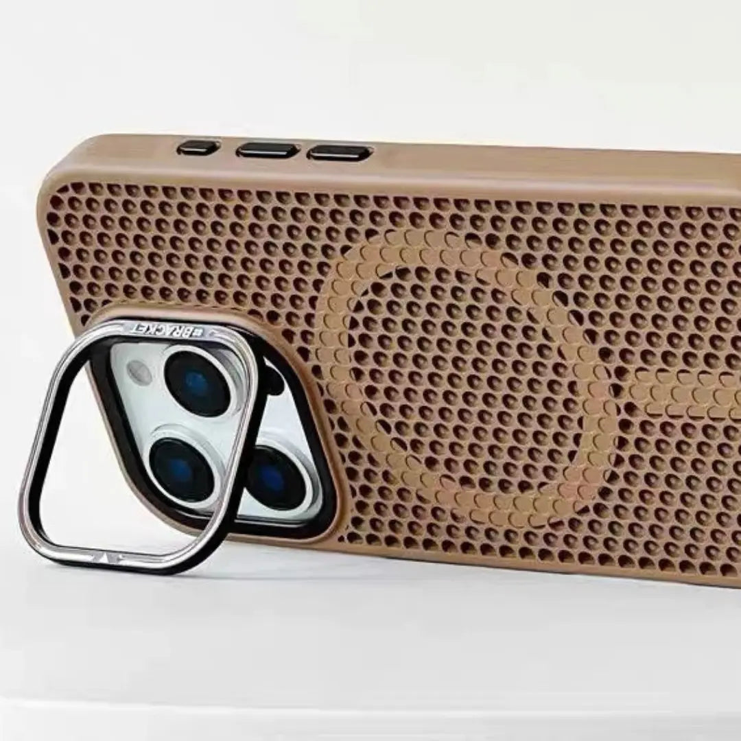 جراب هاتف فليكس ماج سيف بتصميم خلية النحل لتبديد الحرارة مع حامل